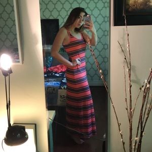 Maxi pink and black stripped dress